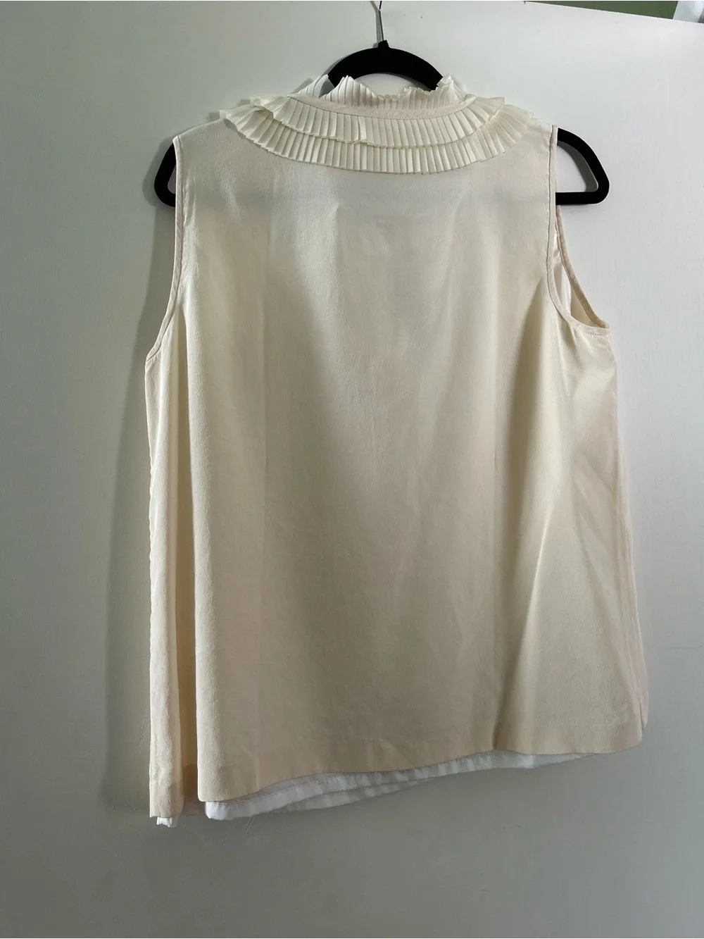 kate spade Cream Pleated Ruffle Tie-Neck Sleeveless Blouse